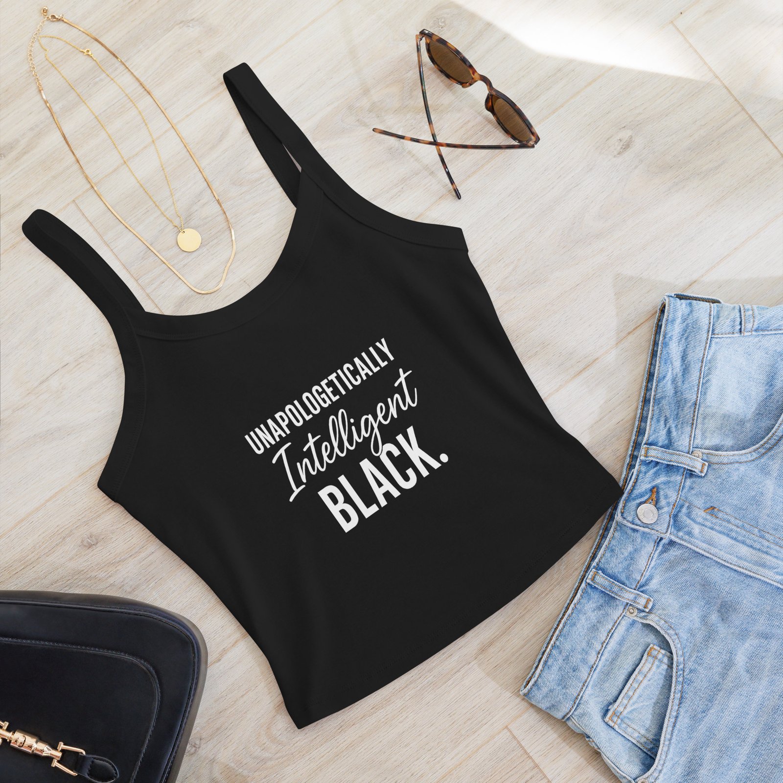 Unapologetically Intelligent Black Micro-Rib Tank Top – Soft, Bold, and Brilliant - Image 1