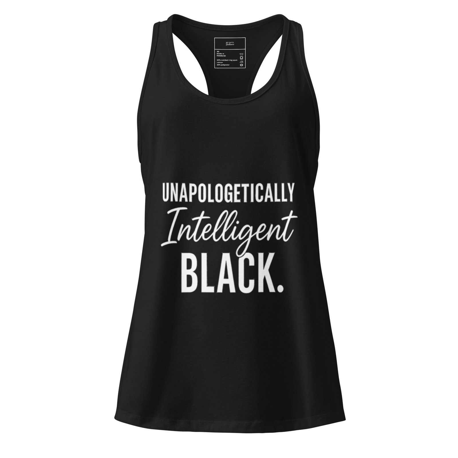 Unapologetically Intelligent Black Racerback Tank – Empowerment Fit for Queens - Image 1