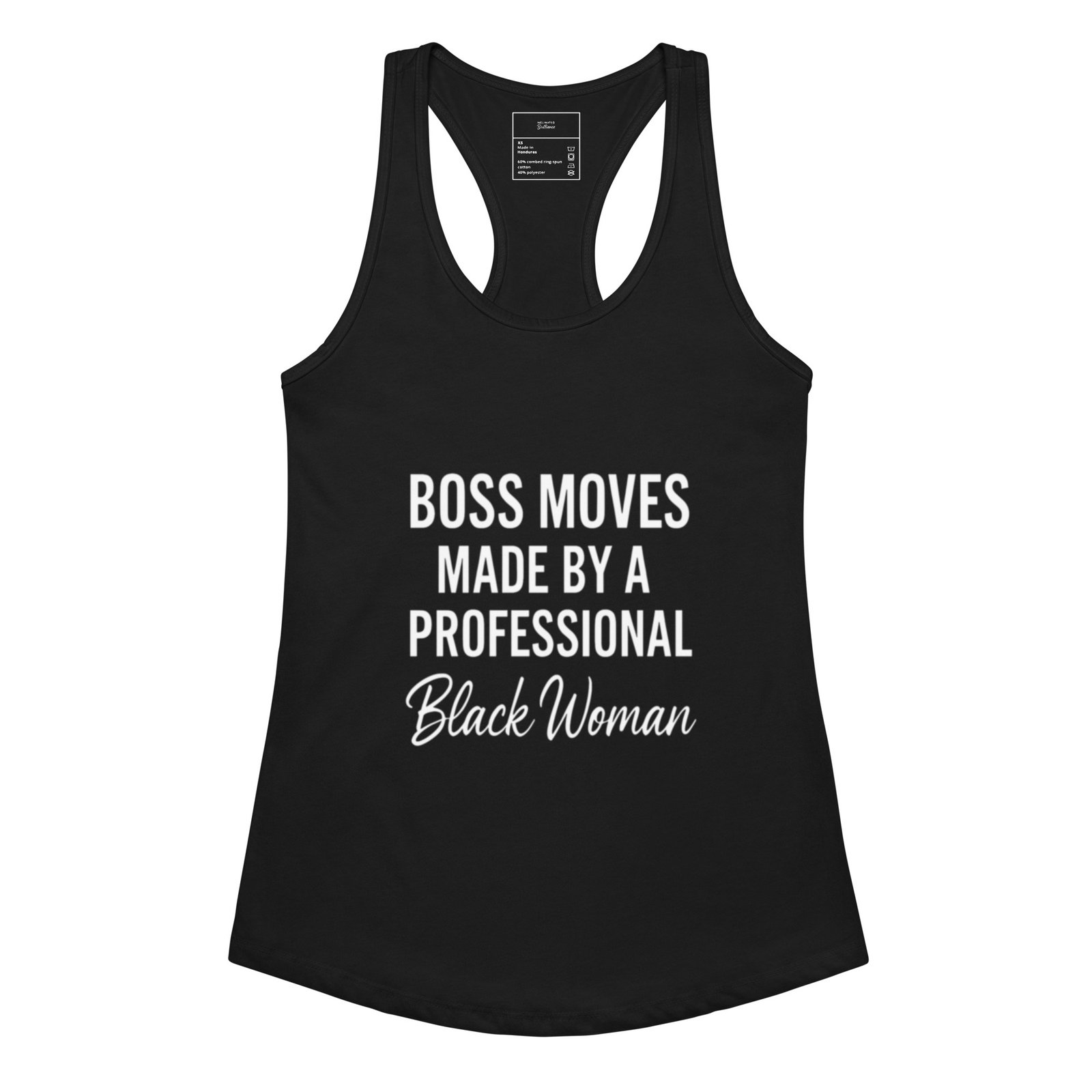 Boss Moves – Professional Black Woman Racerback Tank - Image 3